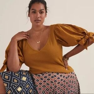 Anthropologie Maeve Puff Sleeve Blouse in Mustard